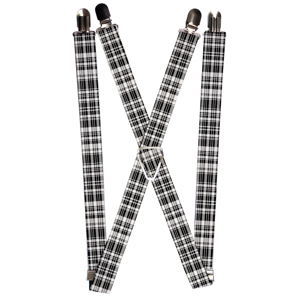 Suspenders - Plaid Black/White Suspenders Buckle-Down 1.0-Inch Wide Regular