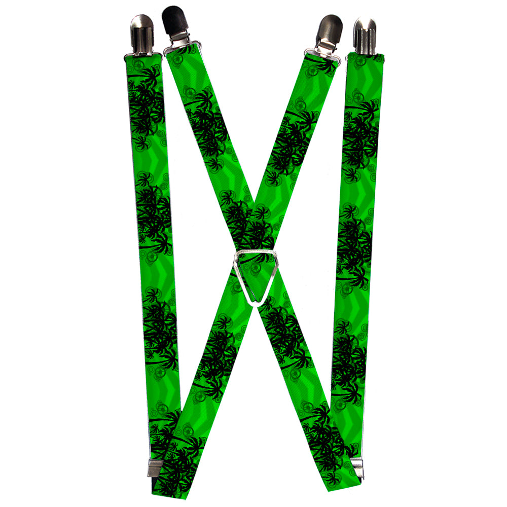 Suspenders - Palm Trees/Rings Greens/Blacks Suspenders Buckle-Down