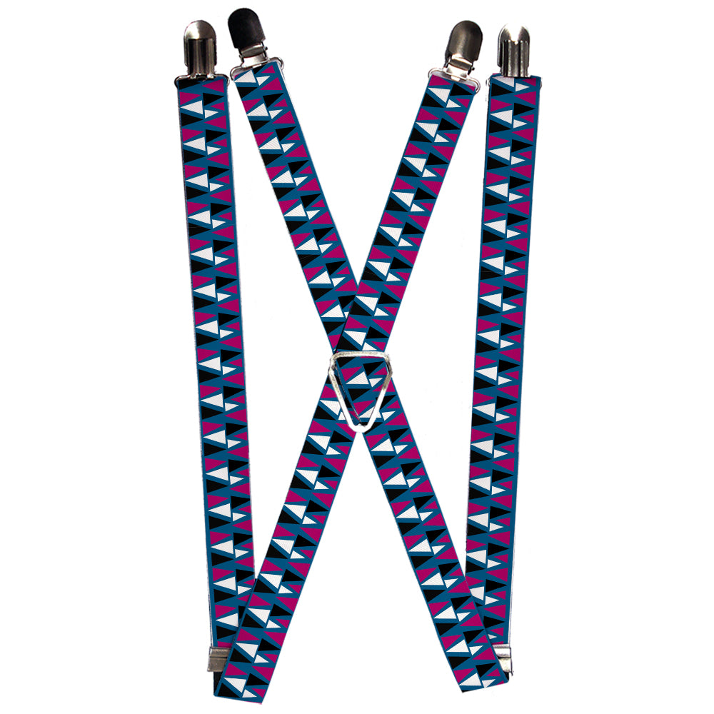 Suspenders - Peaks Turquoise/Fuchsia/Black/White Suspenders Buckle-Down