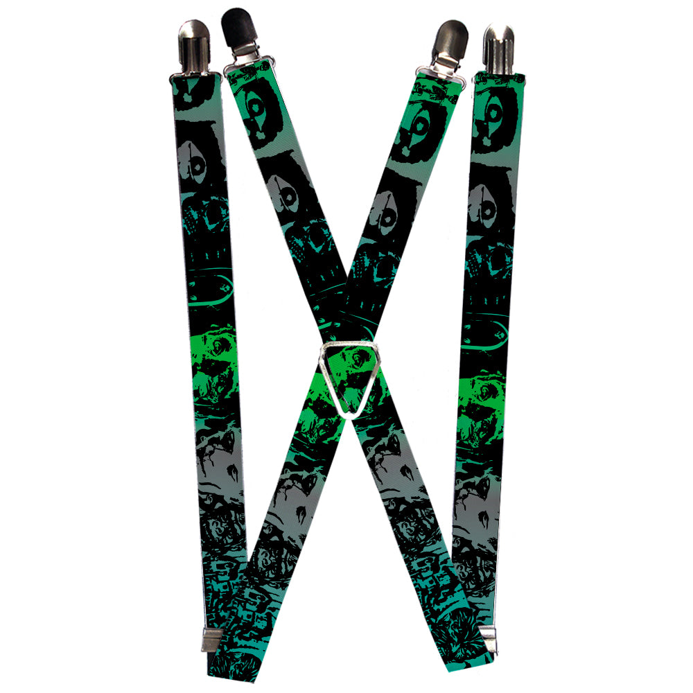 Suspenders - Retro Monster Aqua/Black Suspenders Buckle-Down