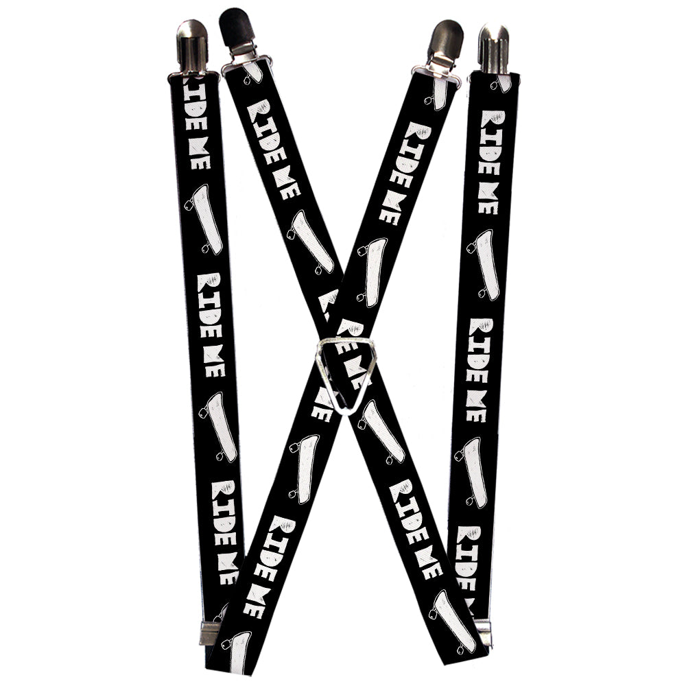 Suspenders - RIDE ME Skateboard Black/White Suspenders Buckle-Down 1.0-Inch Wide Regular