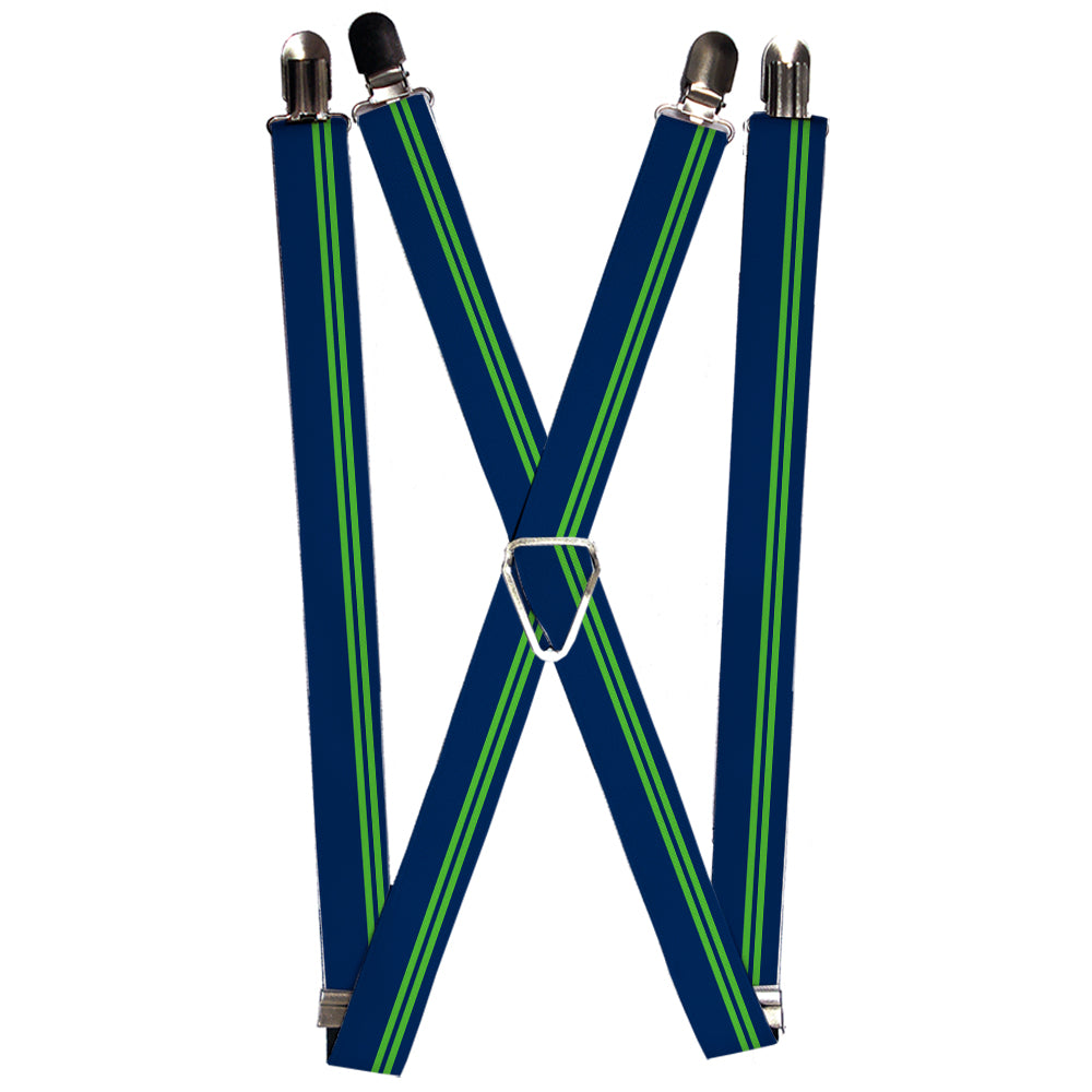 Suspenders - Racing Stripe Navy/Bright Green Suspenders Buckle-Down 1.0-Inch Wide Regular