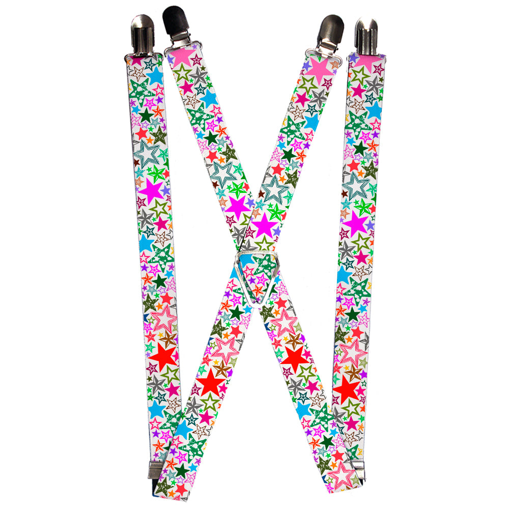 Suspenders - Stargazer White/Multi Color Suspenders Buckle-Down 1.0-Inch Wide Regular