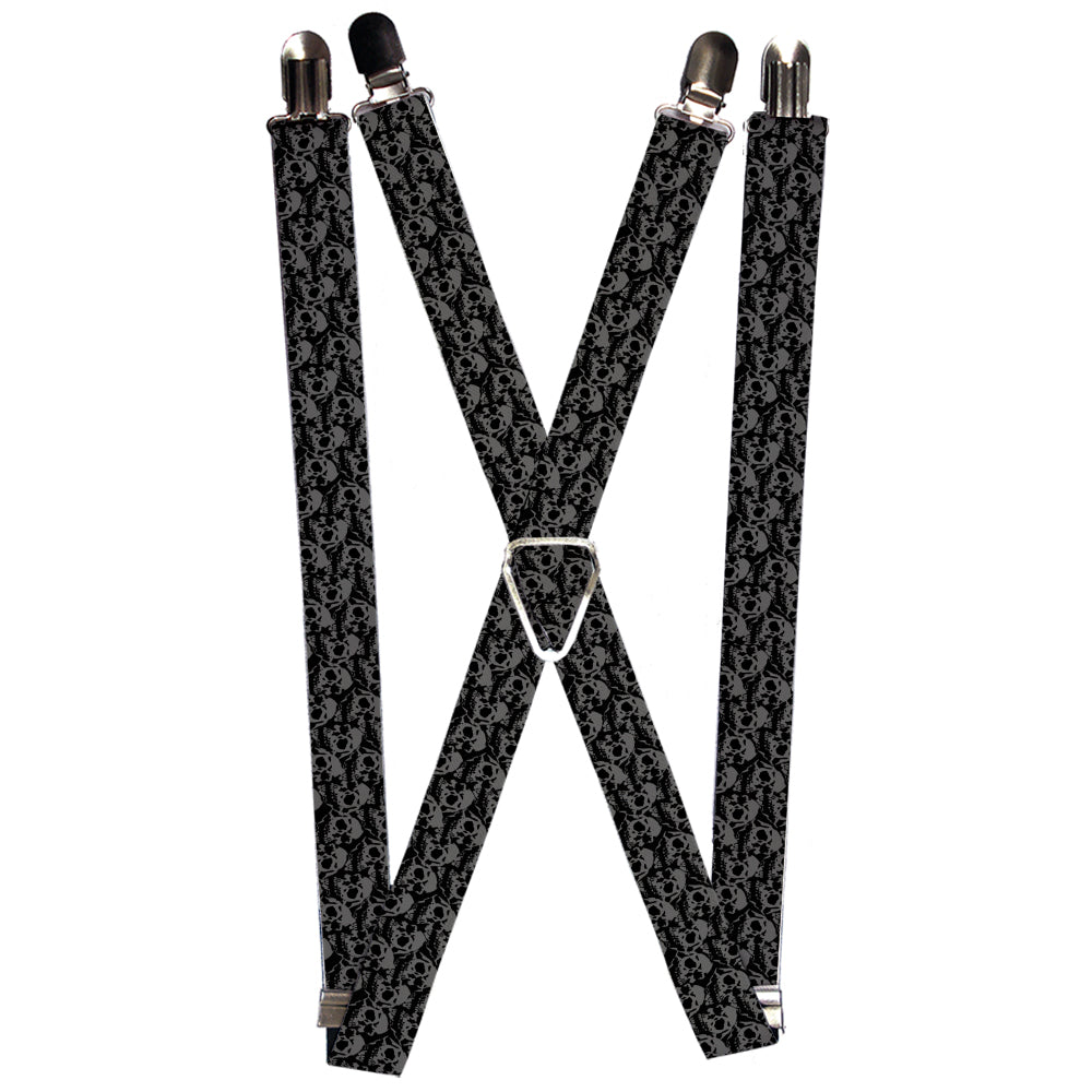 Suspenders - Skull Yard Black/Gray Suspenders Buckle-Down