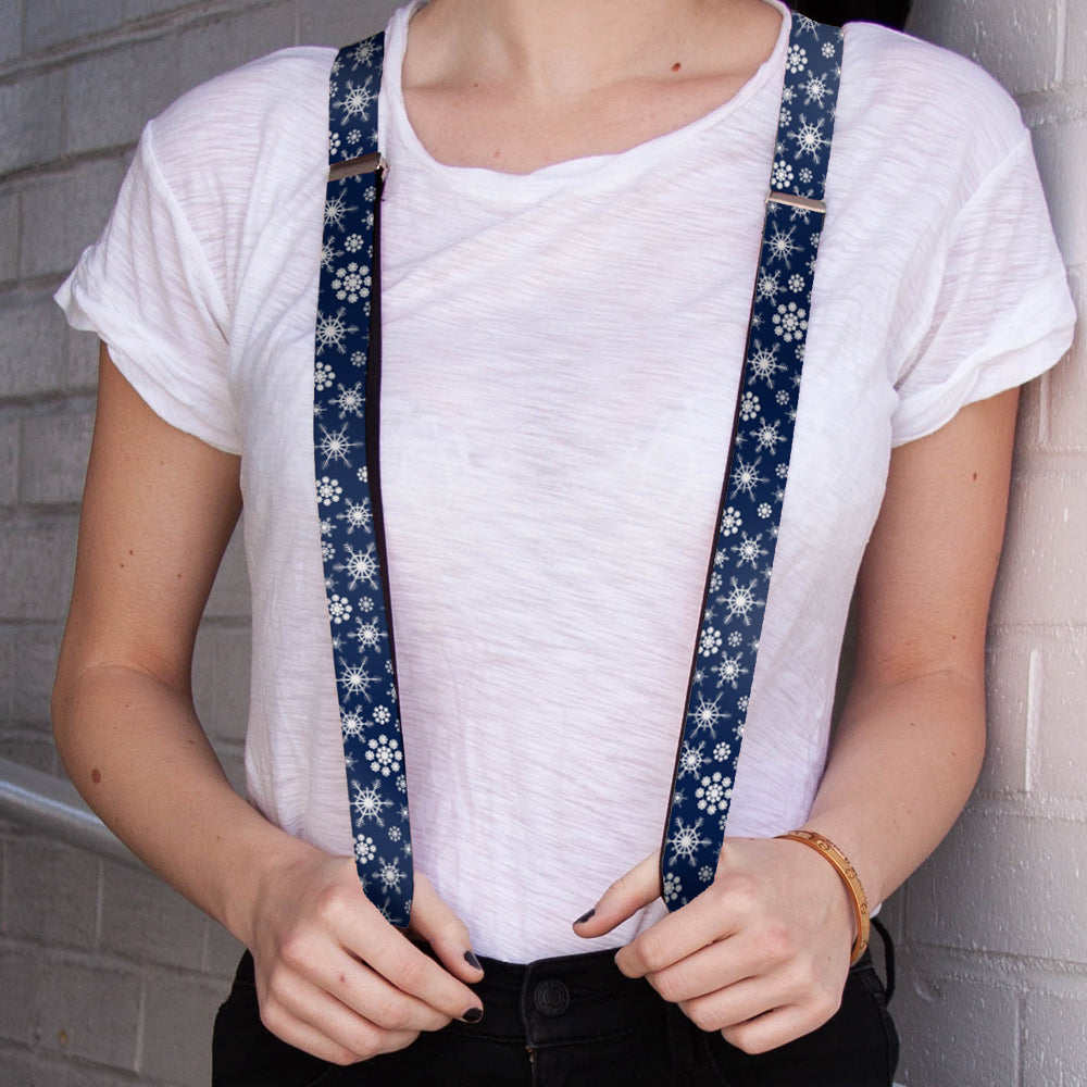 Suspenders - Snowflakes Blue/White Suspenders Buckle-Down
