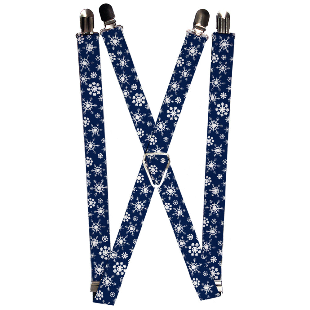 Suspenders - Snowflakes Blue/White Suspenders Buckle-Down 1.0-Inch Wide Regular
