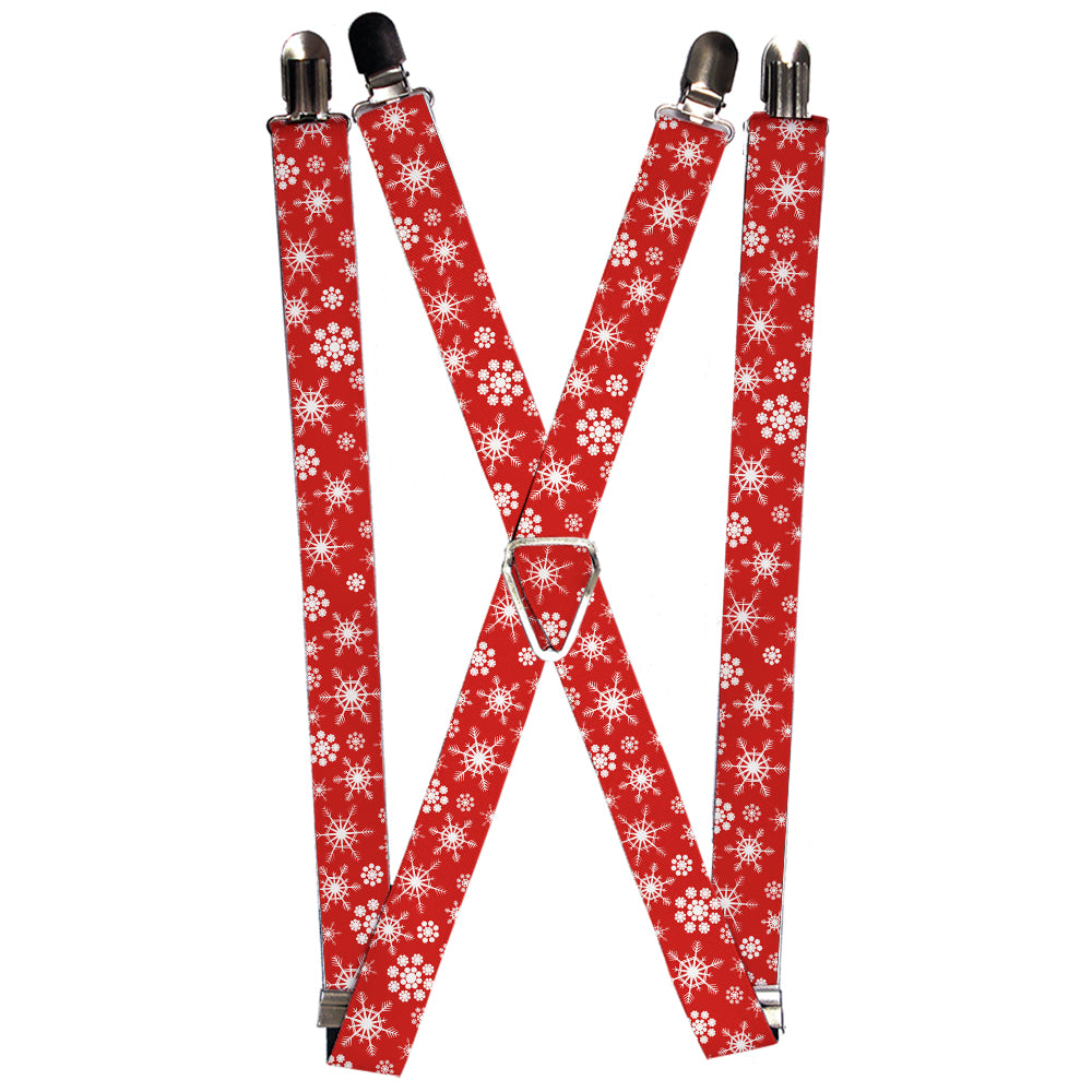 Suspenders - Snowflakes Red/White Suspenders Buckle-Down 1.0-Inch Wide Regular
