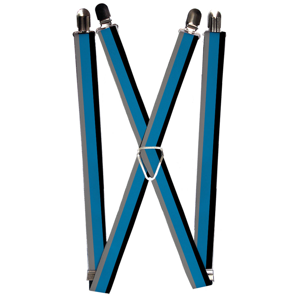Suspenders - Stripes Black/Turquoise/Gray Suspenders Buckle-Down