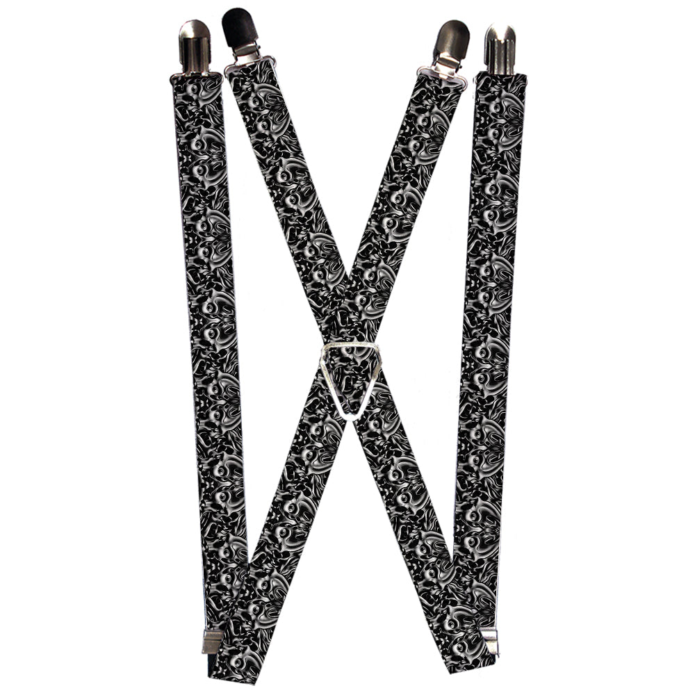 Suspenders - Sleeve Skulls Black/Gray Suspenders Buckle-Down 1.0-Inch Wide Regular