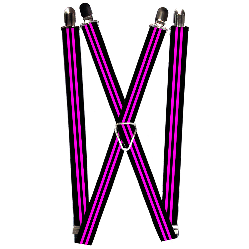 Suspenders - Stripe Black/Pink Suspenders Buckle-Down 1.0-Inch Wide Regular