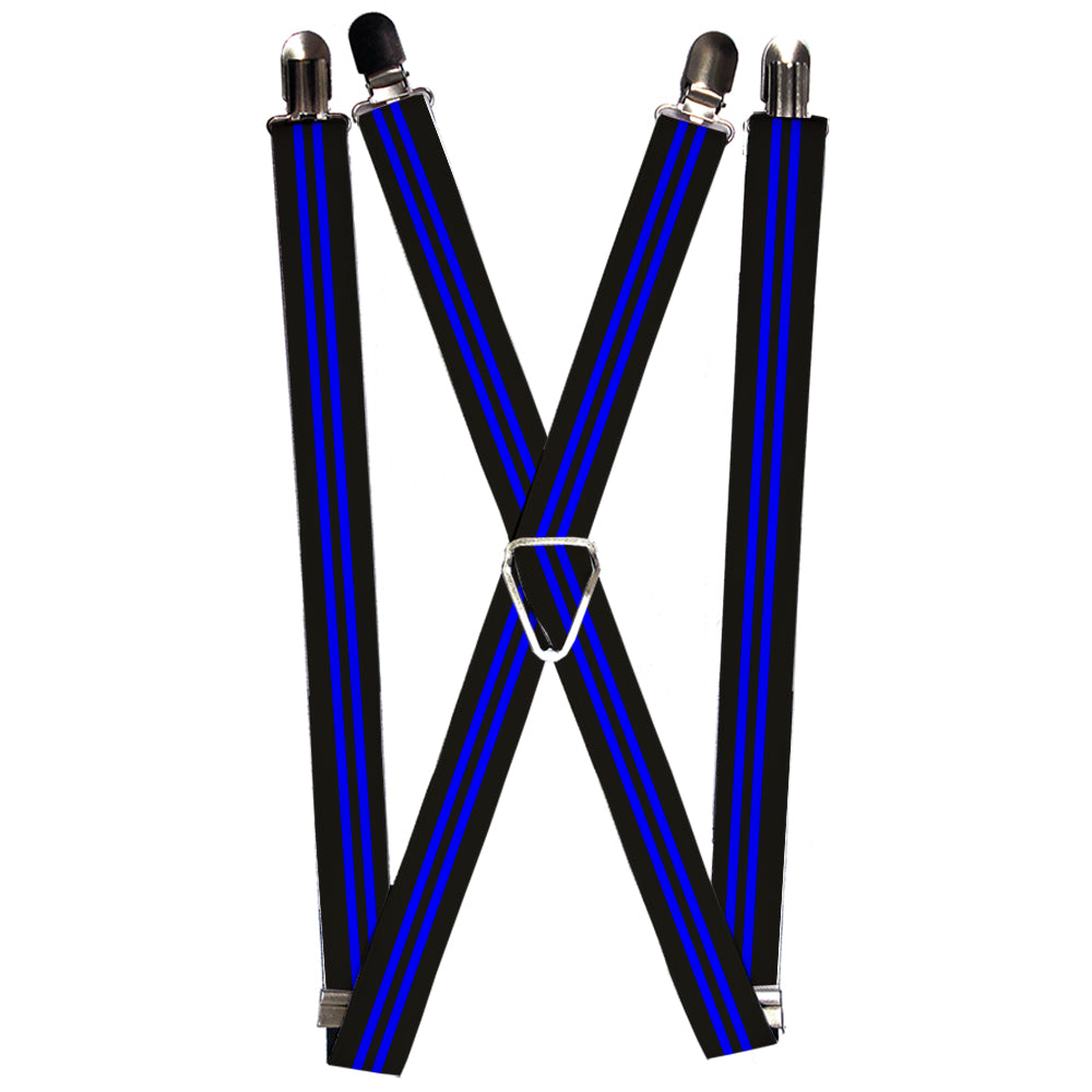 Suspenders - Stripe Black/Blue Suspenders Buckle-Down 1.0-Inch Wide Regular