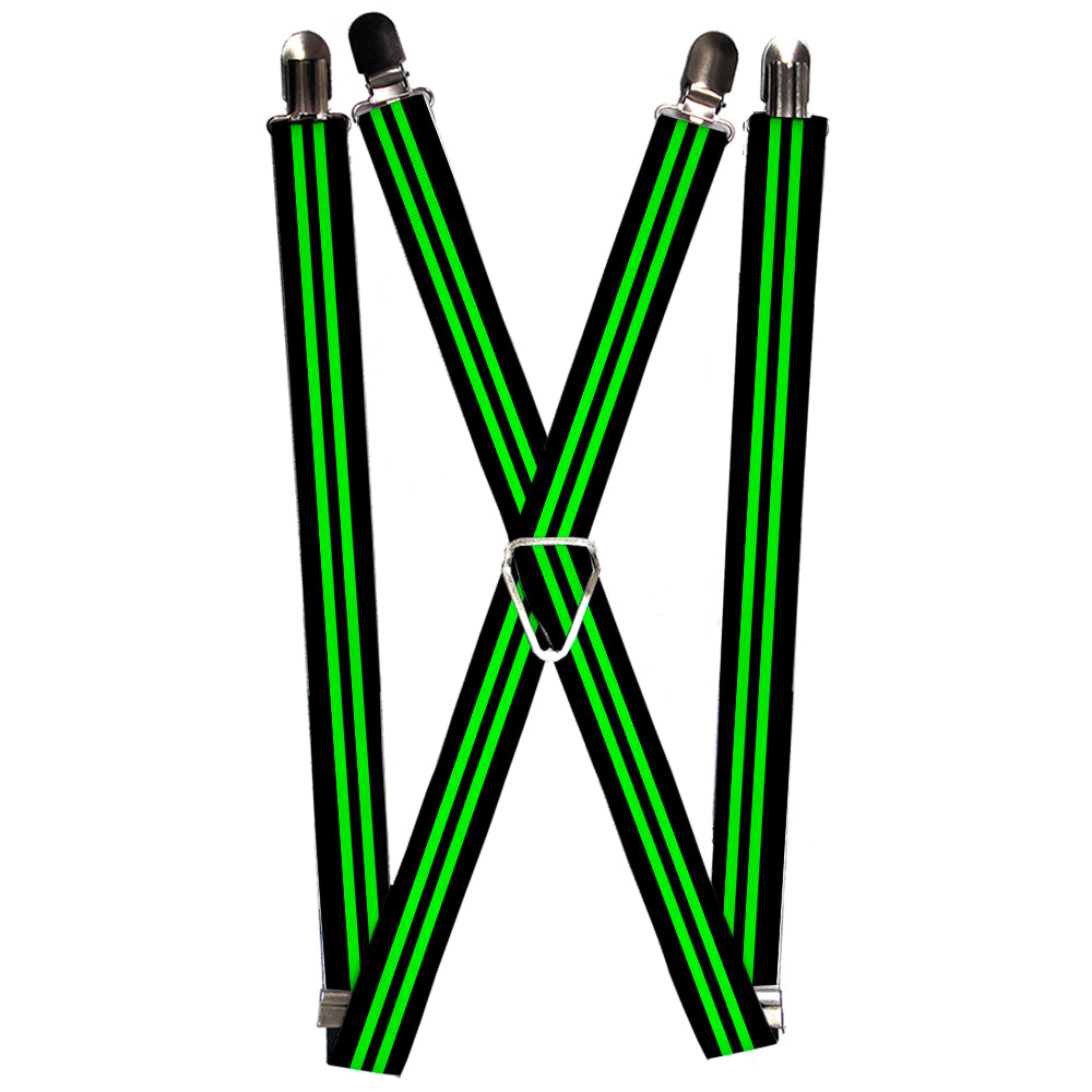 Suspenders - Stripe Black/Green Suspenders Buckle-Down 1.0-Inch Wide Regular