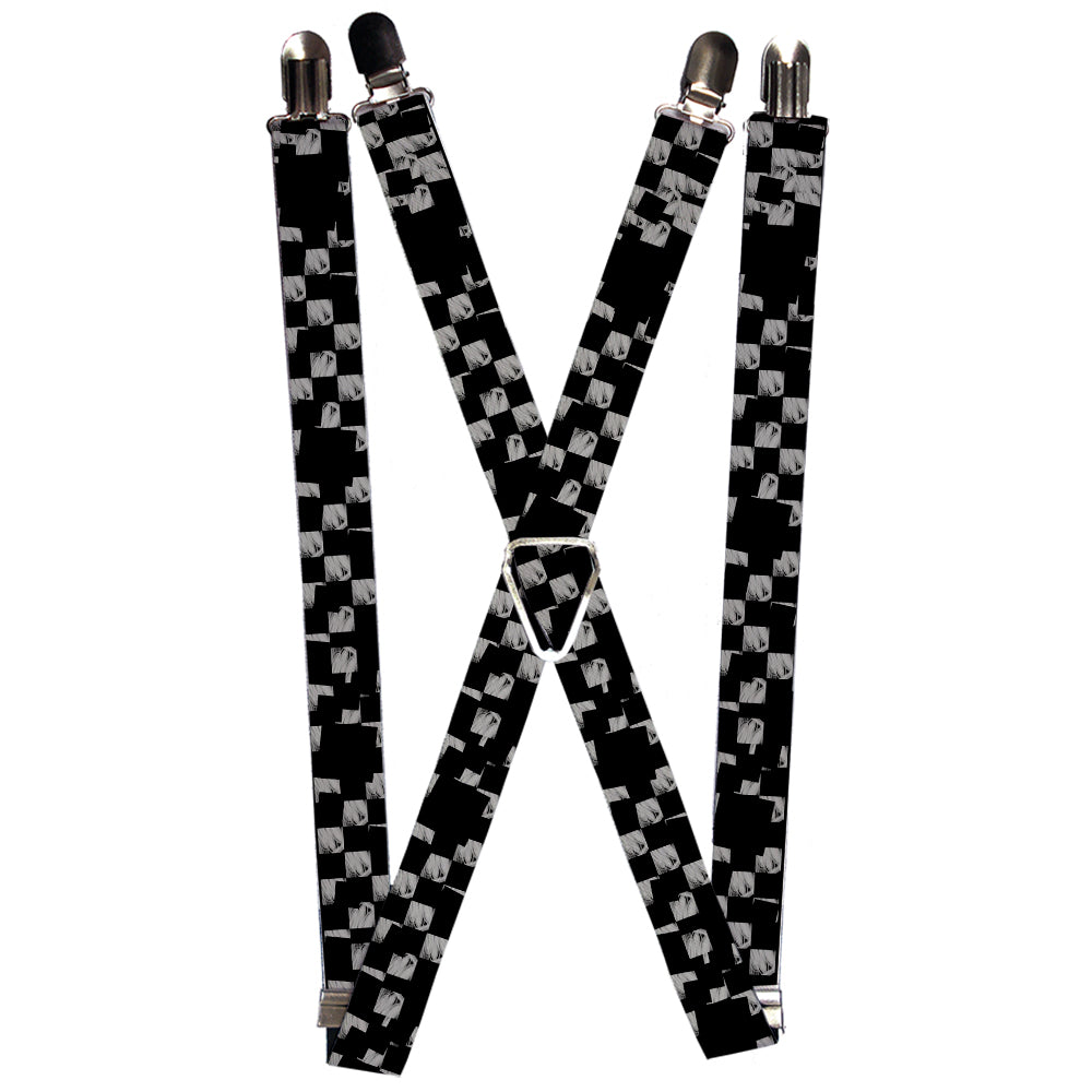 Suspenders - Scribble Checker Black/White Suspenders Buckle-Down 1.0-Inch Wide Regular