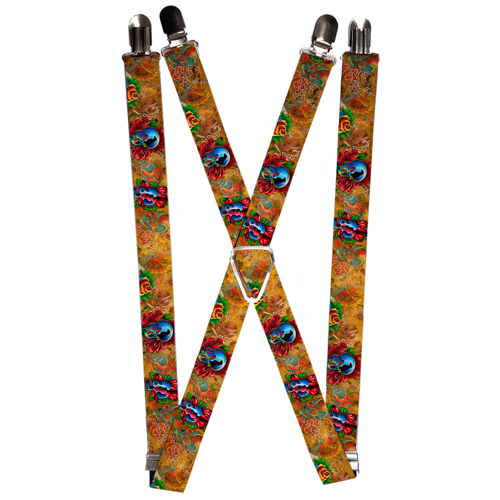 Suspenders - Tattoo Johnny-Candles & Skulls Suspenders Tattoo Johnny