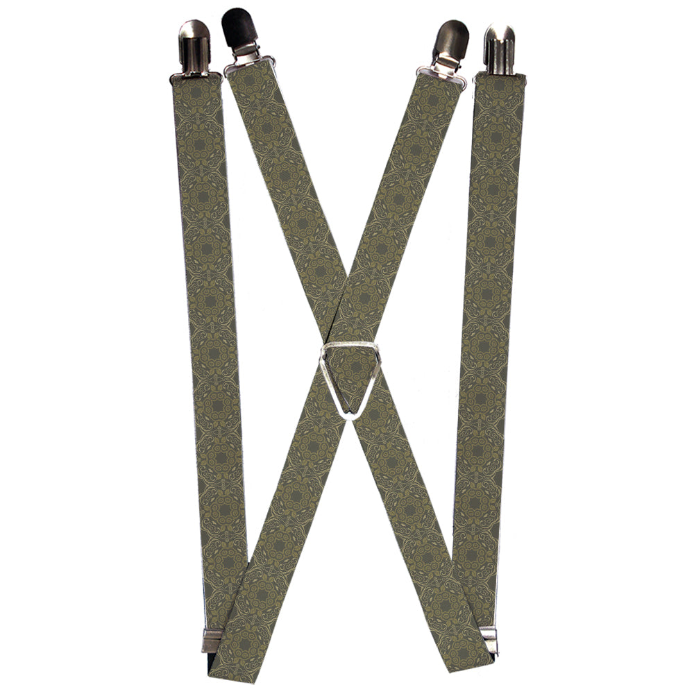 Suspenders - Tapestry Charcoal/Olive Suspenders Buckle-Down 1.0-Inch Wide Regular