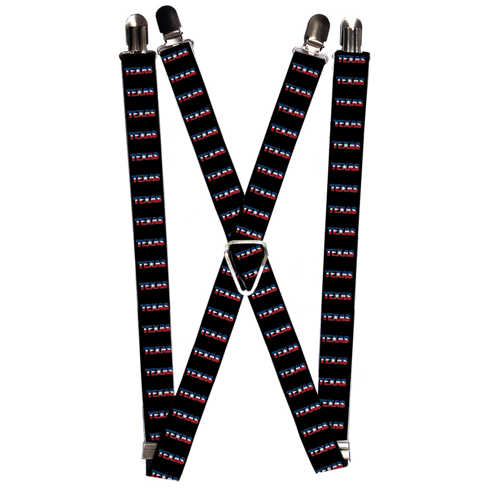 Suspenders - TEXAS w/Star Black/White/Blue/Red Suspenders Buckle-Down 1.0-Inch Wide Regular