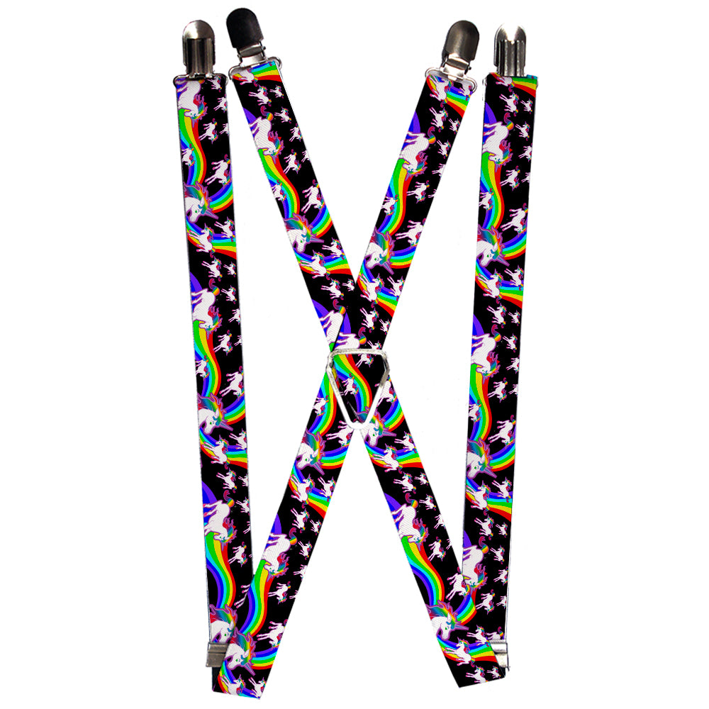Suspenders - Unicorns/Rainbow Swirl Black