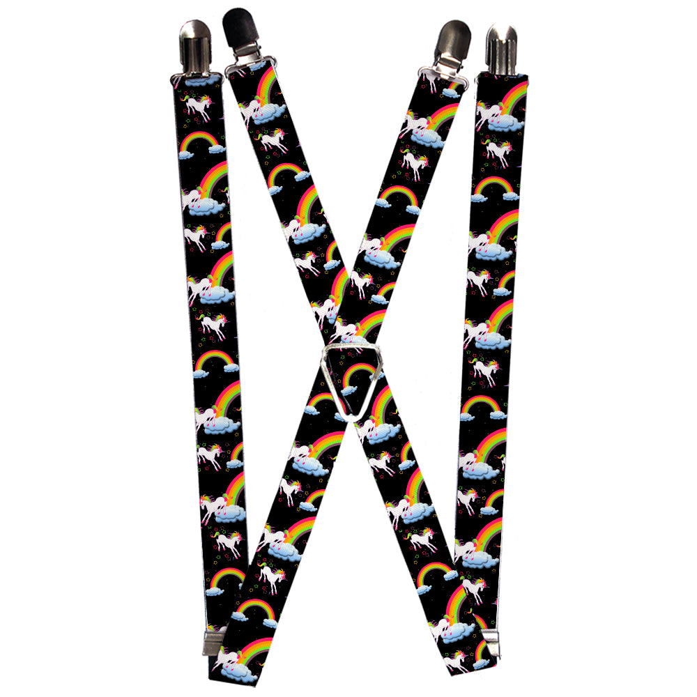 Suspenders - Unicorns/Rainbows/Stars Black