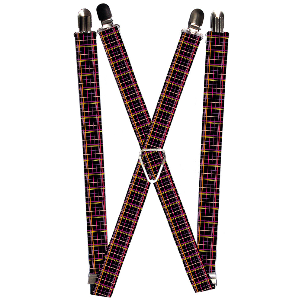 Suspenders - Wire Grid Black/Orange/Purple