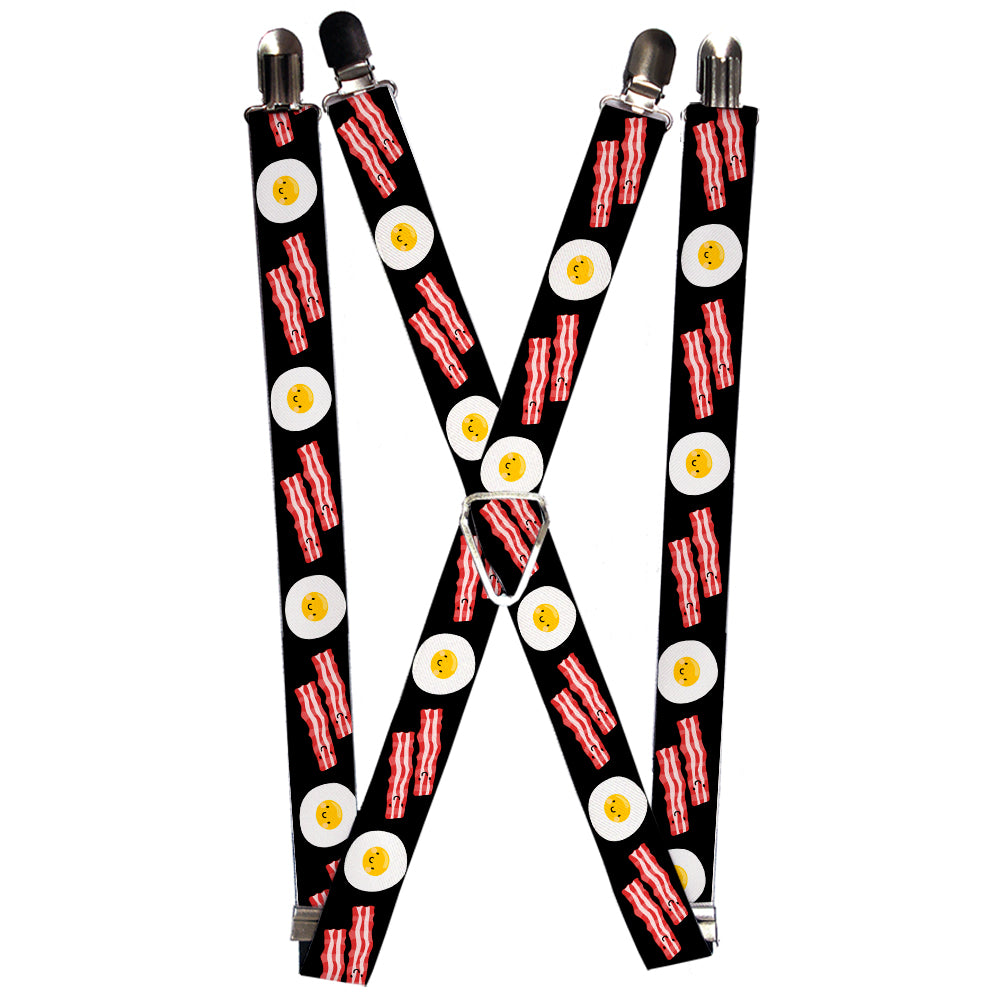 Suspenders - Bacon & Eggs Black Suspenders Buckle-Down 1.0-Inch Wide Regular