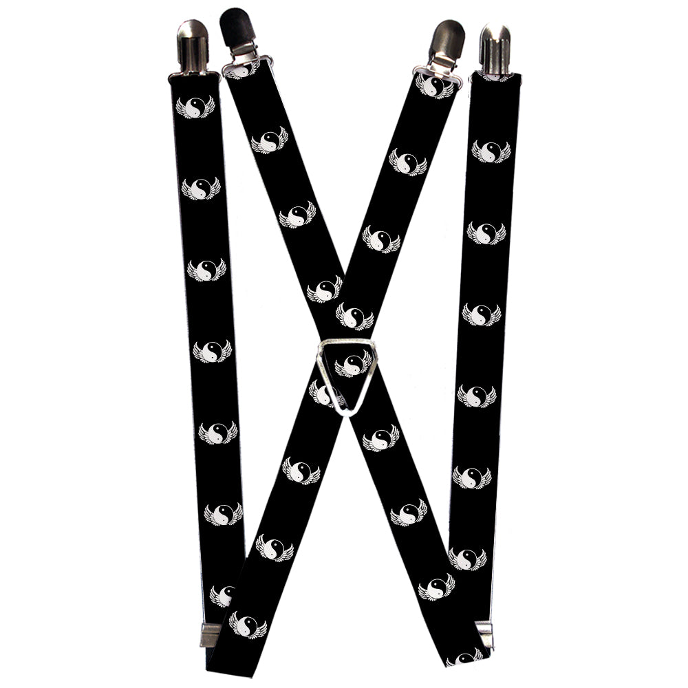 Suspenders - Yin Yang w/Wings Black/White