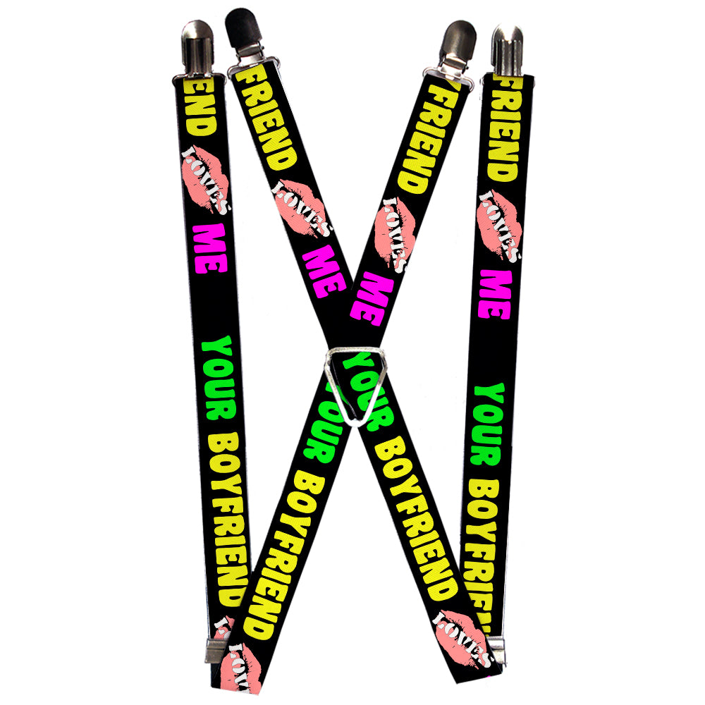Suspenders - YOUR BOYFRIEND LOVES ME w/Kiss Black/Neon Suspenders Buckle-Down 1.0-Inch Wide Regular
