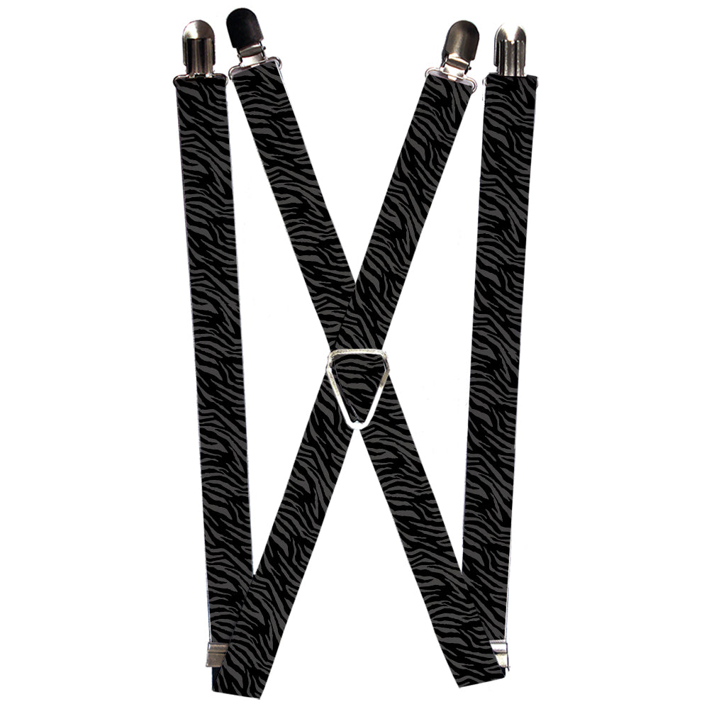 Suspenders - Zebra 2 Black/Gray Suspenders Buckle-Down 1.0-Inch Wide Regular