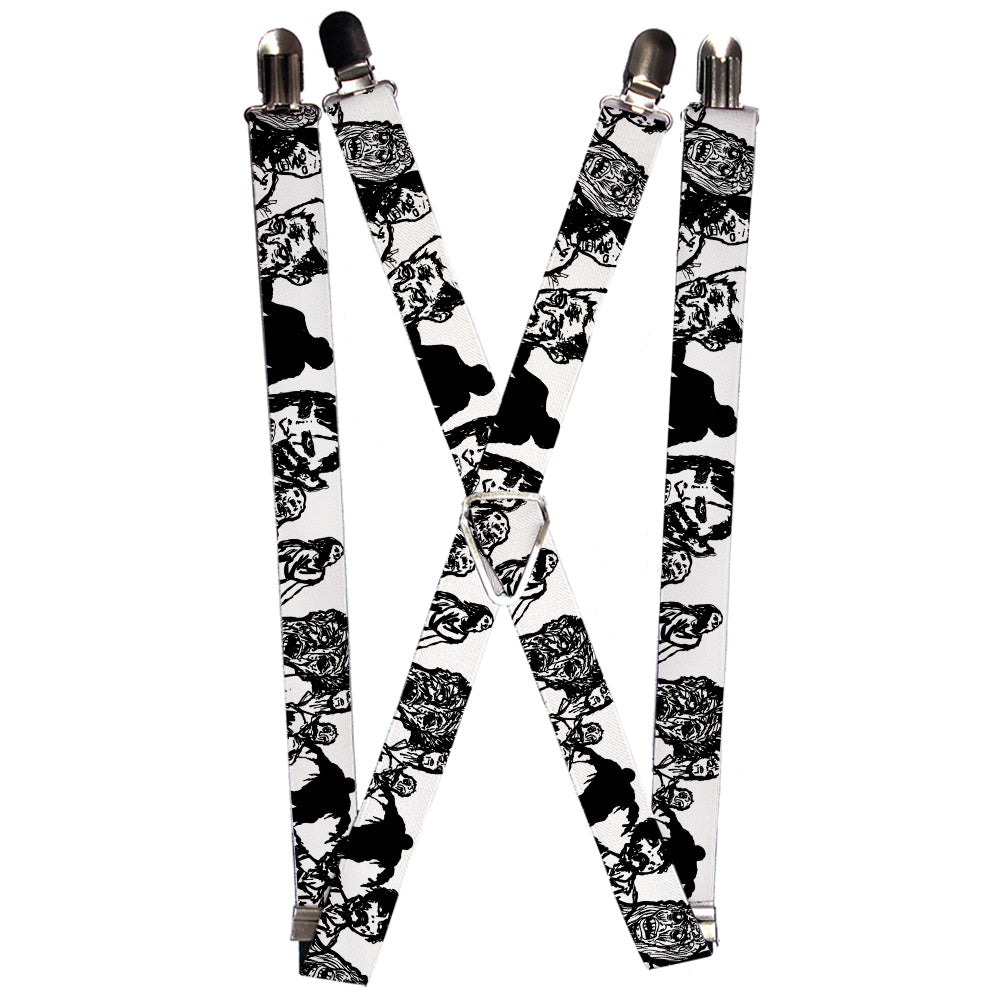 Suspenders - Zombies White/Black Suspenders Buckle-Down 1.0-Inch Wide Regular