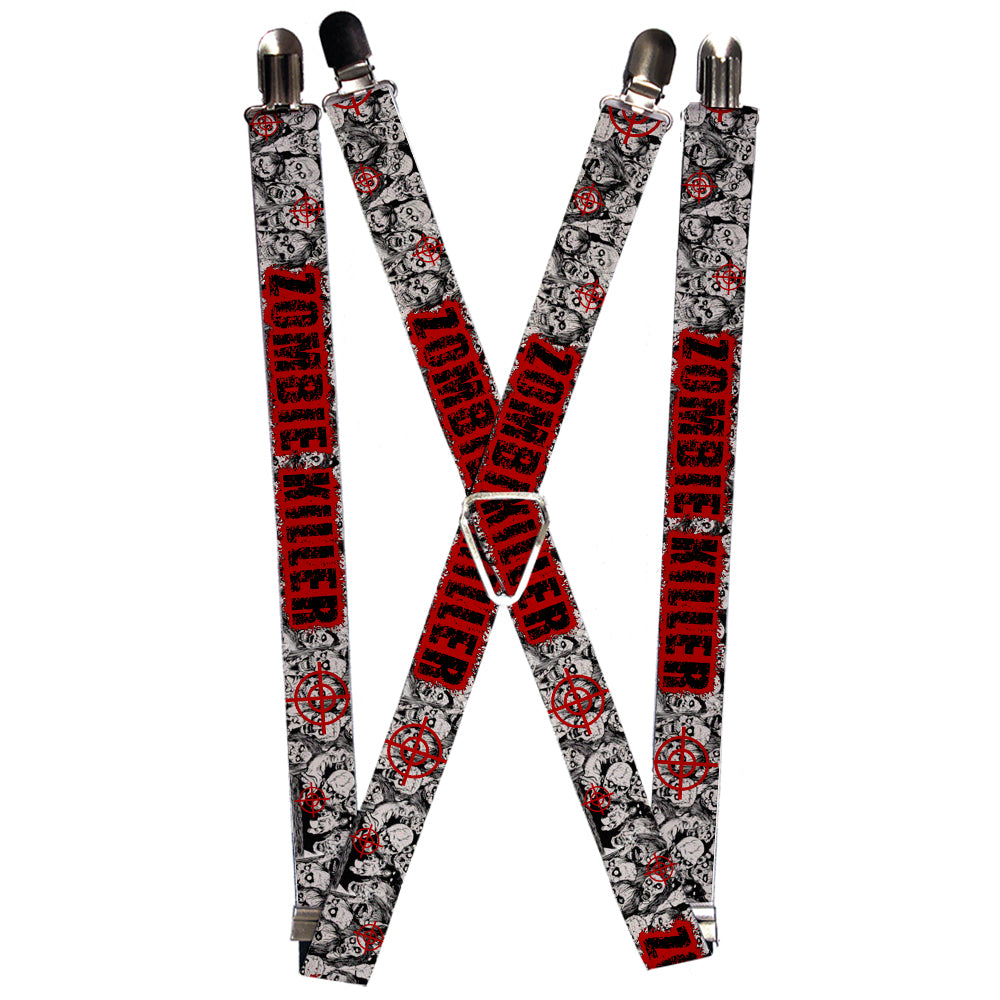 Suspenders - ZOMBIE KILLER w/Stacked Zombies Sketch Suspenders Buckle-Down 1.0-Inch Wide Regular
