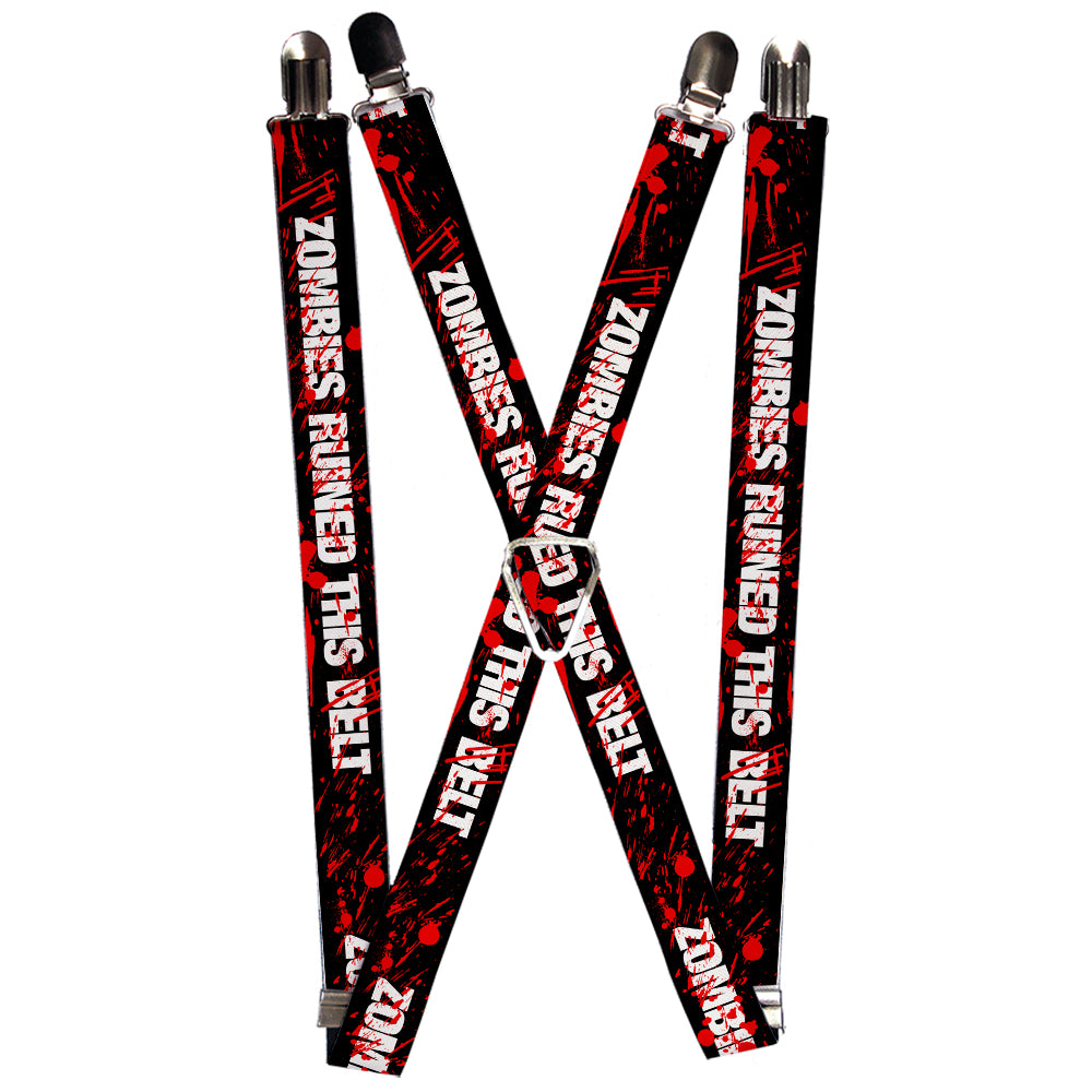 Suspenders - ZOMBIES RUINED THIS BELT Black/White/Red Splatter Suspenders Buckle-Down 1.0-Inch Wide Regular