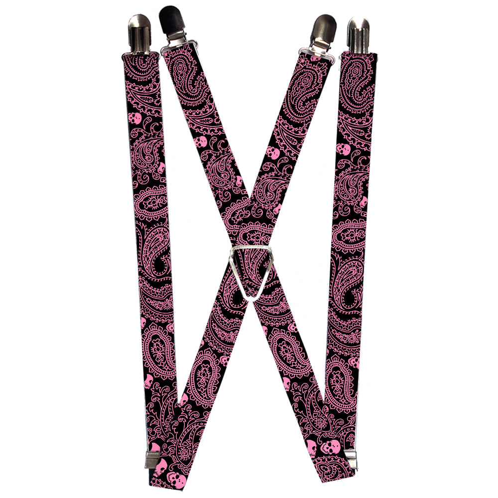 Suspenders - Bandana/Skulls Black/Pink Suspenders Buckle-Down 1.0-Inch Wide Regular