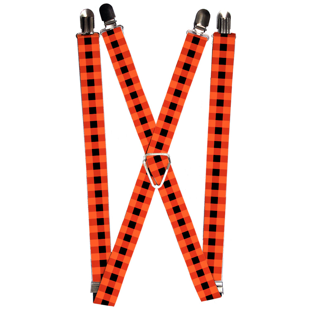 Suspenders - Buffalo Plaid Black/Orange Suspenders Buckle-Down 1.0-Inch Wide Regular