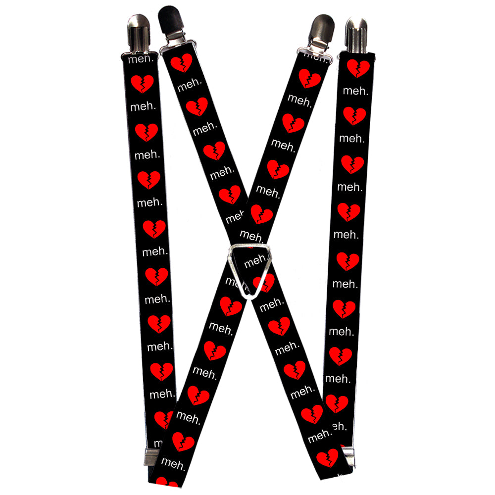 Suspenders - Broken Heart MEH Black/Red/White Suspenders Buckle-Down 1.0-Inch Wide Regular