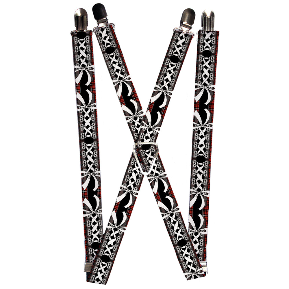 Suspenders - Corset Lace Up w/Bow Red Plaid/Black Suspenders Buckle-Down 1.0-Inch Wide Regular