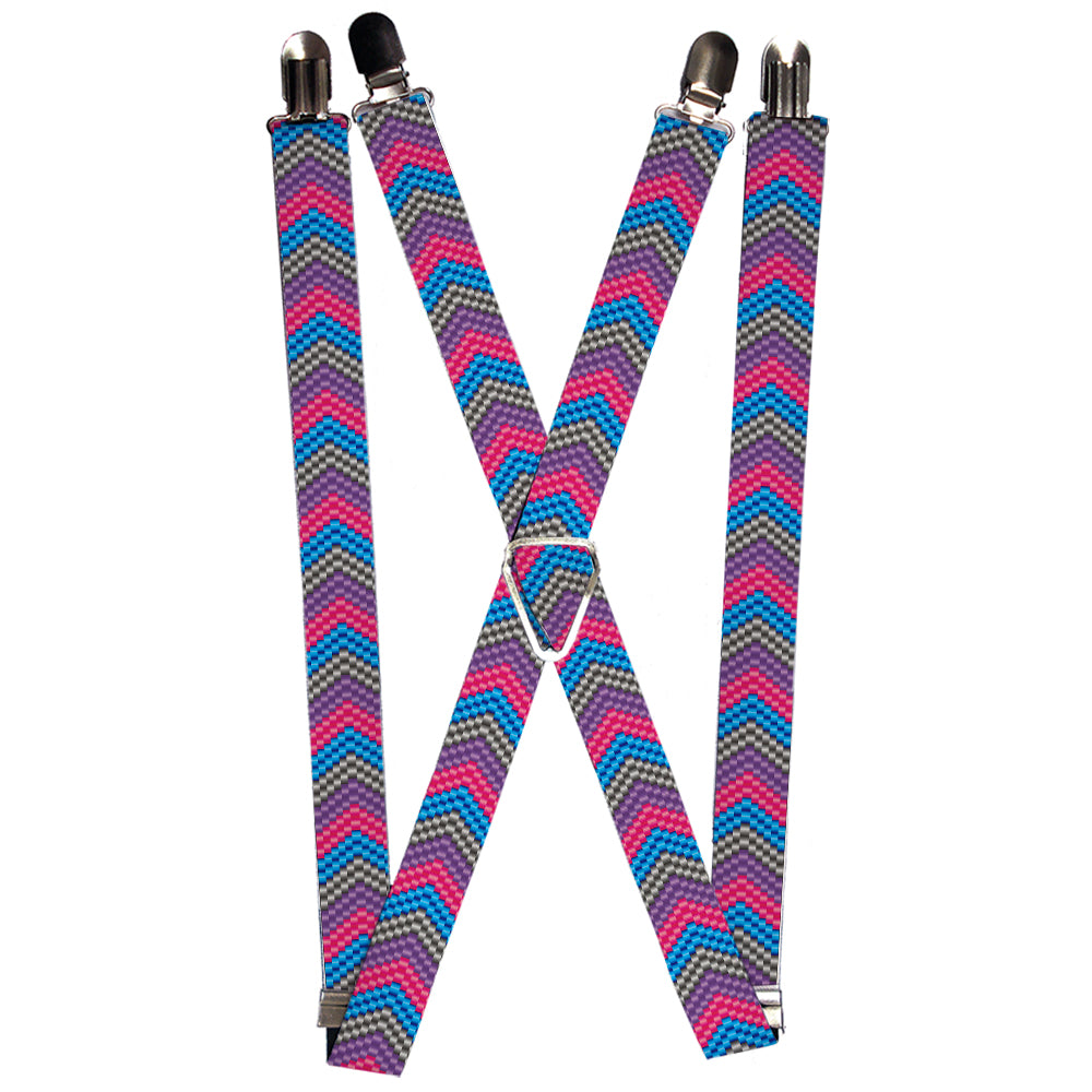Suspenders - Chevron Weave Gray/Lavender/Pink/Baby Blue Suspenders Buckle-Down 1.0-Inch Wide Regular
