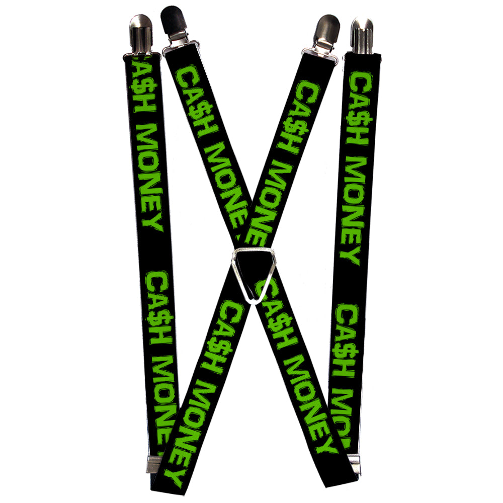 Suspenders - CA$H MONEY Black/Green Suspenders Buckle-Down