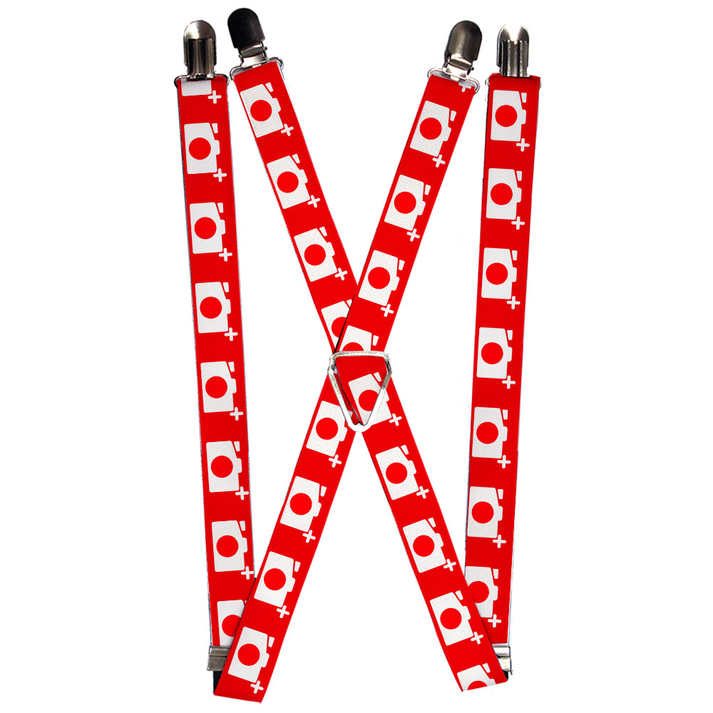 Suspenders - Camera Red/White Suspenders Buckle-Down 1.0-Inch Wide Regular