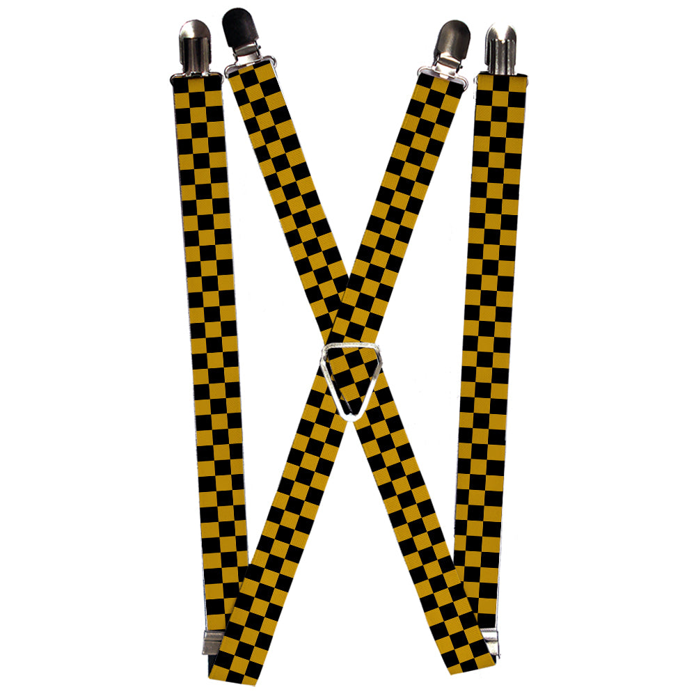 Suspenders - Checker Black/Gold Suspenders Buckle-Down 1.0-Inch Wide Regular