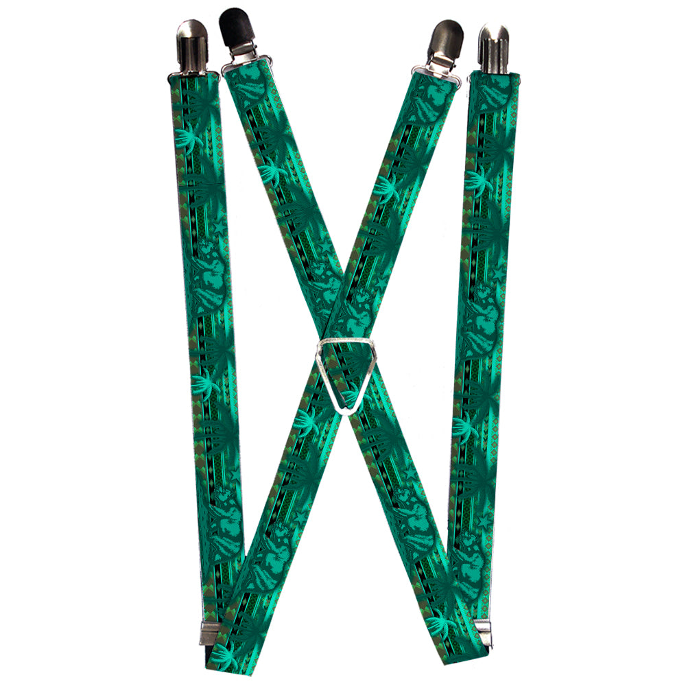 Suspenders - Cali Bear/Palm Trees/Geometric Green Suspenders Buckle-Down 1.0-Inch Wide Regular