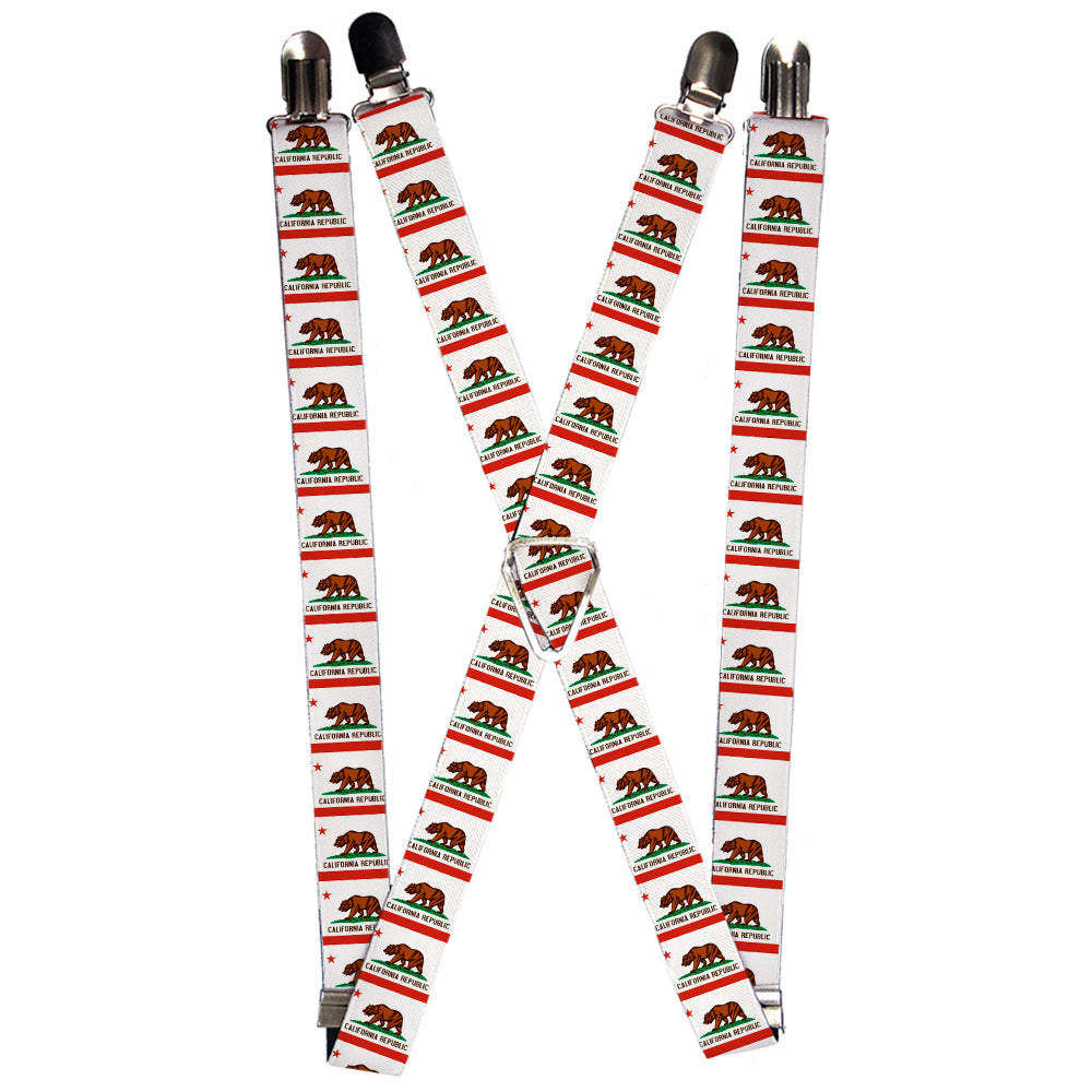 Suspenders - California State Flag White Suspenders Buckle-Down 1.0-Inch Wide Regular