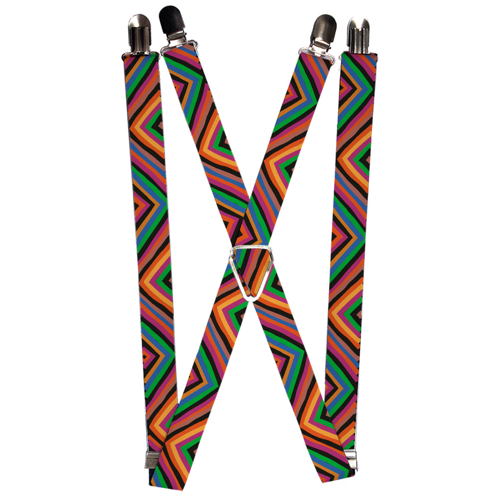 Suspenders - Diamond Freehand Multi Color Suspenders Buckle-Down 1.0-Inch Wide Regular