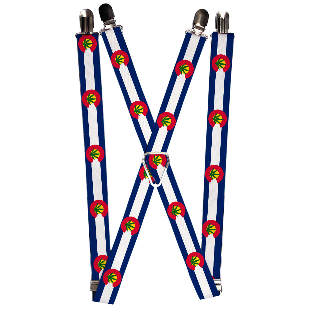 Suspenders - Colorado Flag/Marijuana Leaf Suspenders Buckle-Down 1.0-Inch Wide Regular