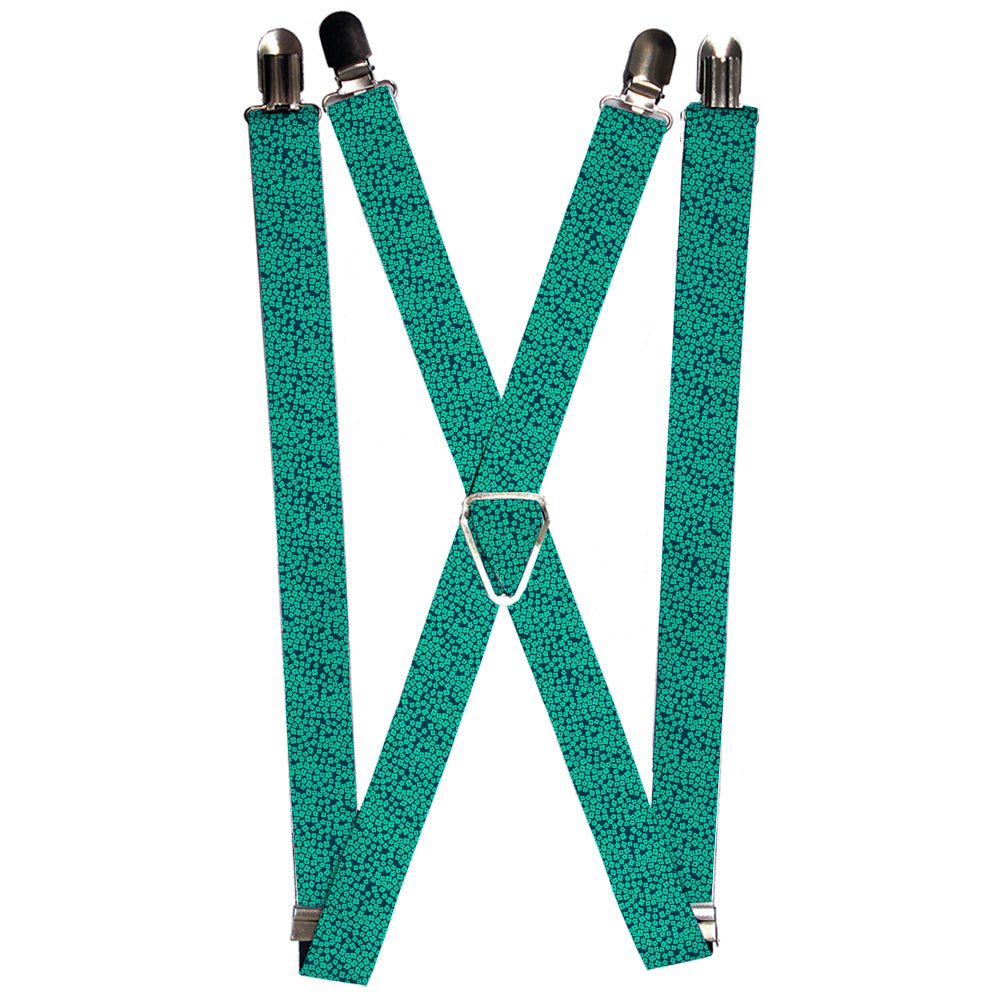 Suspenders - Ditsy Floral Teal/Light Teal/Teal Suspenders Buckle-Down 1.0-Inch Wide Regular