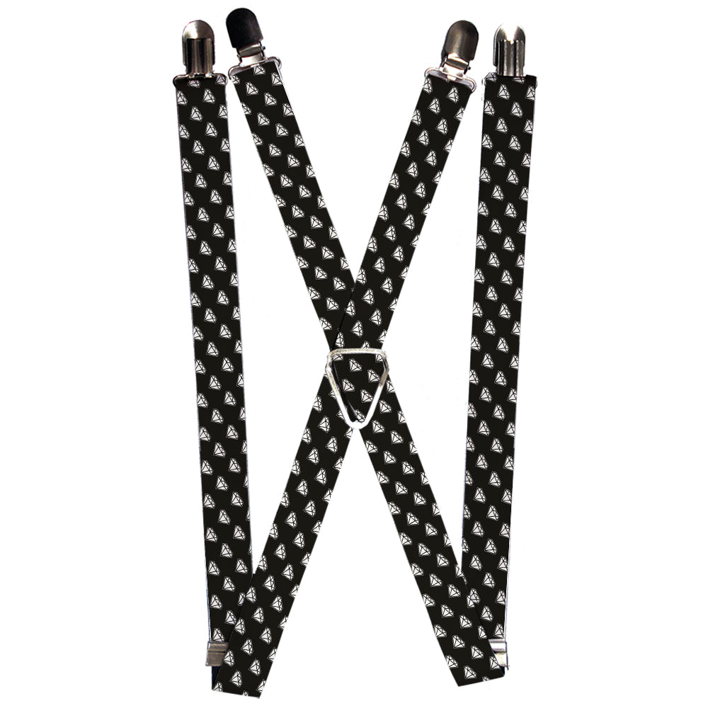 Suspenders - Diamonds Diagonal Black/White Suspenders Buckle-Down 1.0-Inch Wide Regular