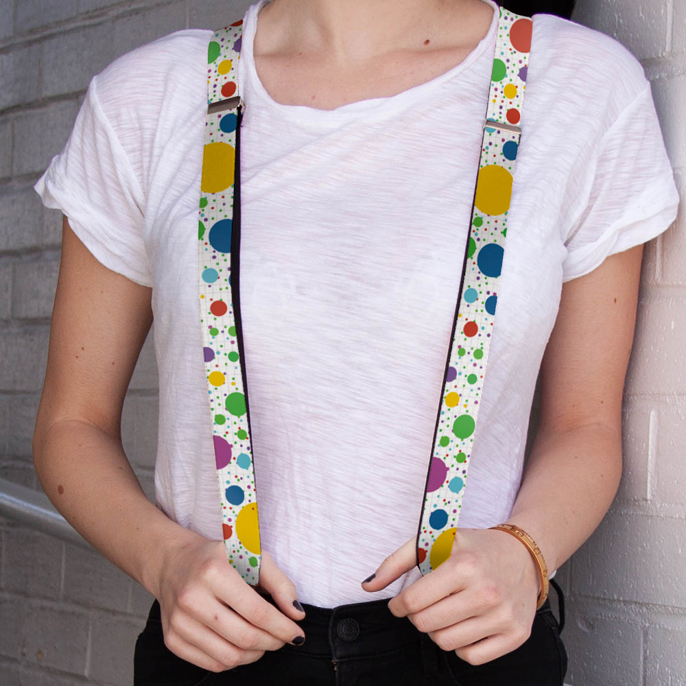 Suspenders - Dots/Grid3 White/Gray/Multi Color Suspenders Buckle-Down