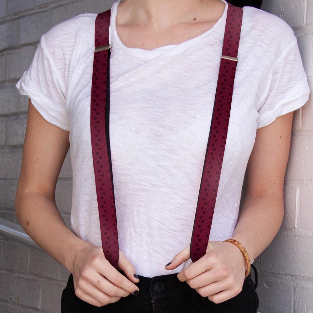 Suspenders - Dots Solid/Outline Maroon Suspenders Buckle-Down