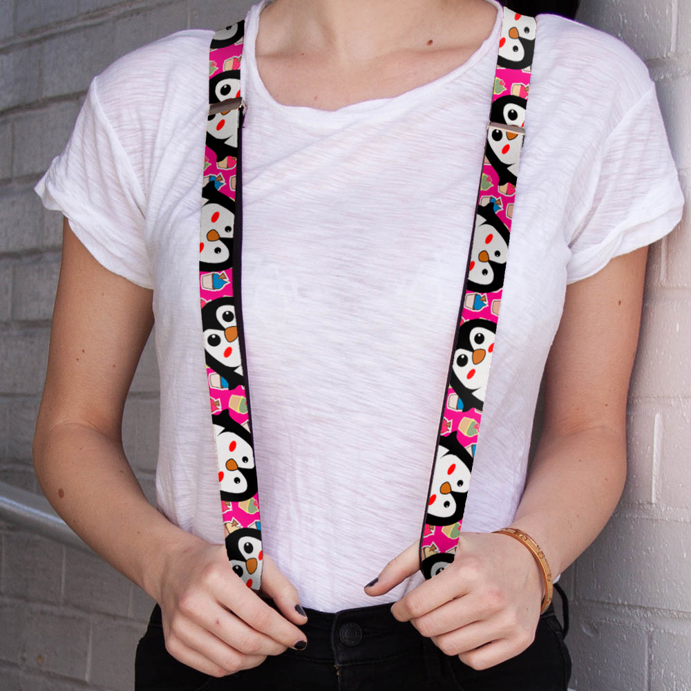 Suspenders - Penguins w/Cupcakes Fuchsia/Multi Color Suspenders Buckle-Down