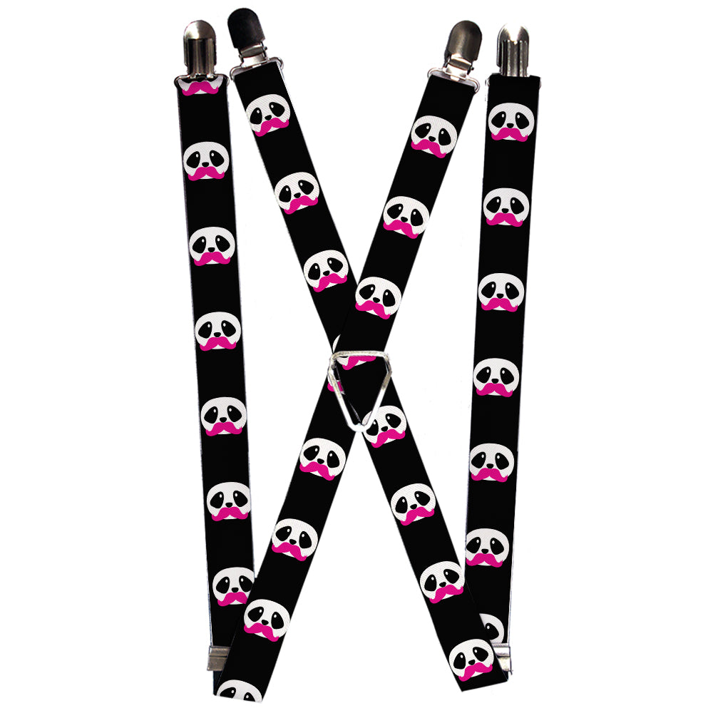 Suspenders - Panda Face w/Pink Mustache Suspenders Buckle-Down 1.0-Inch Wide Regular