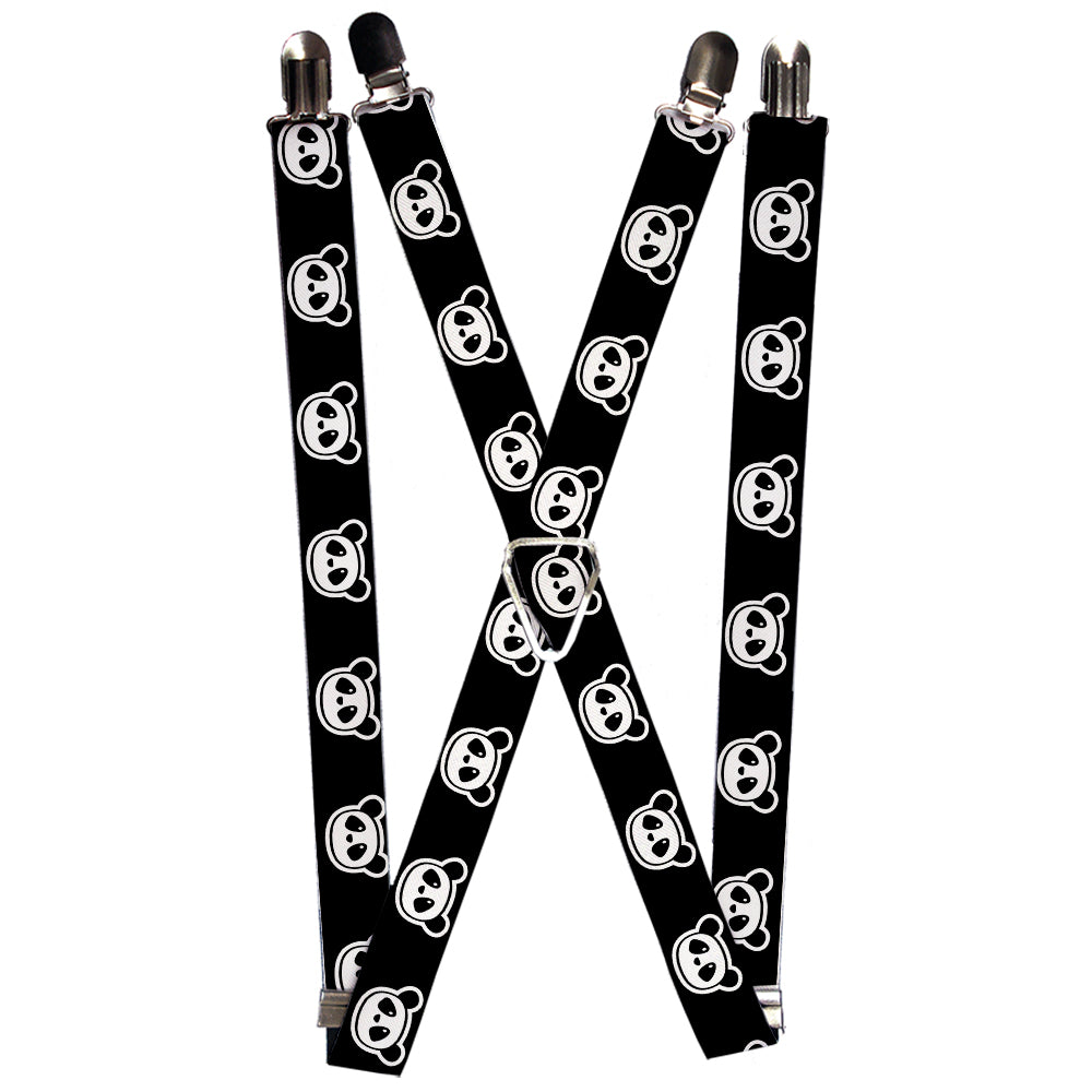 Suspenders - Panda Bear Cartoon2 Black/White Suspenders Buckle-Down 1.0-Inch Wide Regular