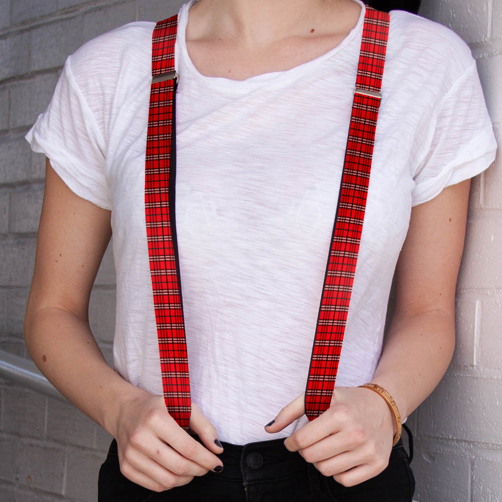 Suspenders - Plaid Red Suspenders Buckle-Down